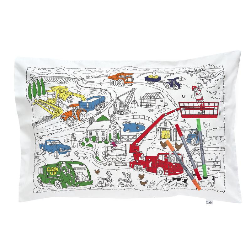 Working Wheels Doodle Pillowcase