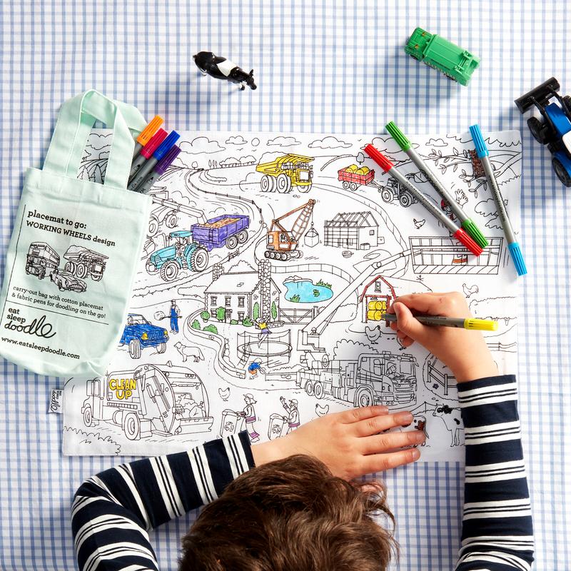 Working Wheels Doodle Placemat To Go