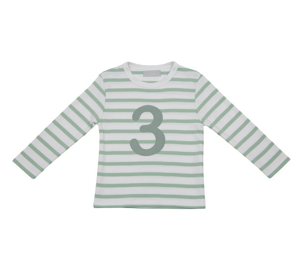 Seafoam and White Breton Striped Age top - Age 3