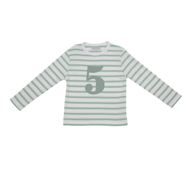 Seafoam and White Breton Striped Age top - Age 5