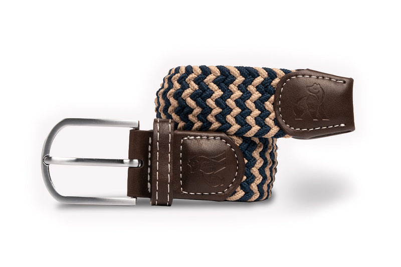 Swole Panda - Beige/Blue Zigzag Woven Belt - M