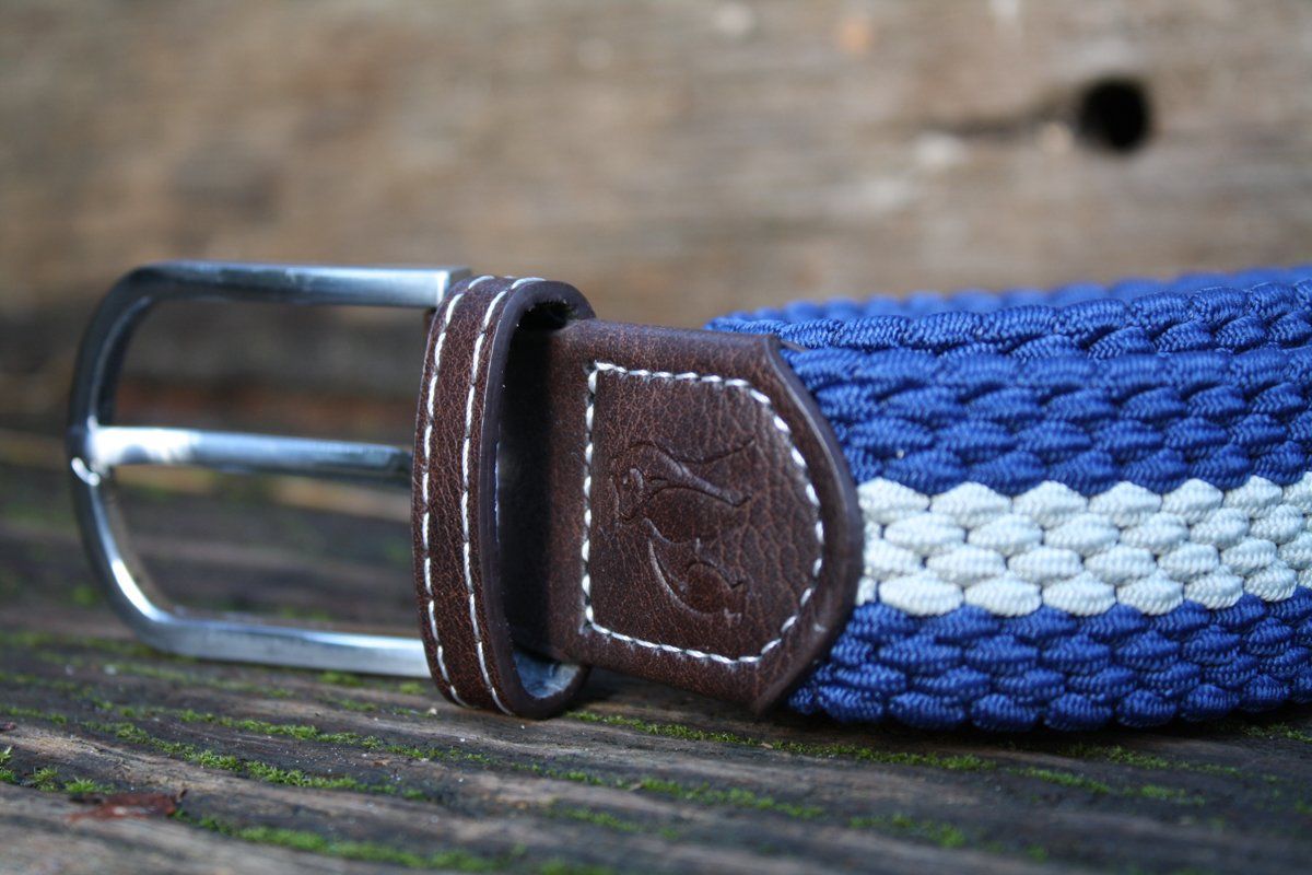 Blue / White Stripe Woven Belt