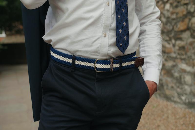 Blue / White Stripe  Woven Belt