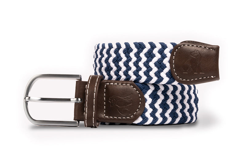 Swole Panda - Navy / White - ZigZag Woven Belt - Medium