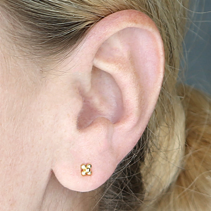 Yellow Gold Tiny Four Point Stud