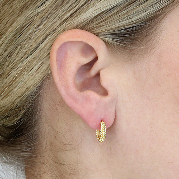 Gold Plated Sterling Silver Triple Row Hoop