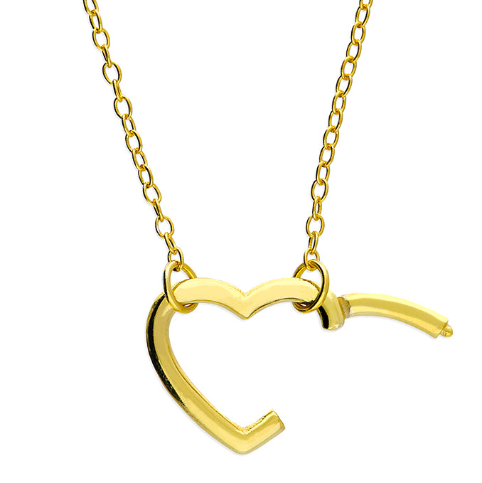 SS Necklace Gold Plated Open Heart