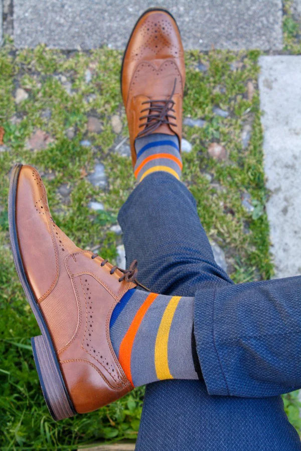 Swole Panda - Grey Small Stripe Bamboo Socks