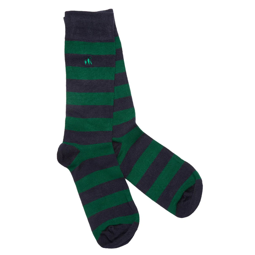 Swole Panda - Racing Green Stripe Bamboo Socks