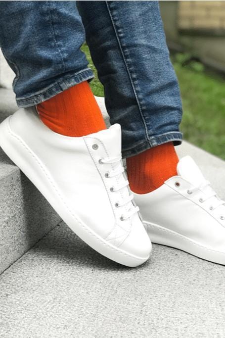 Swole Panda - Tangerine Orange Ribbed Bamboo Socks