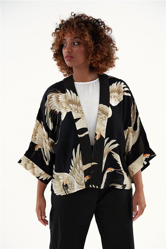 Kimono - Luxe Crepe Stork Black