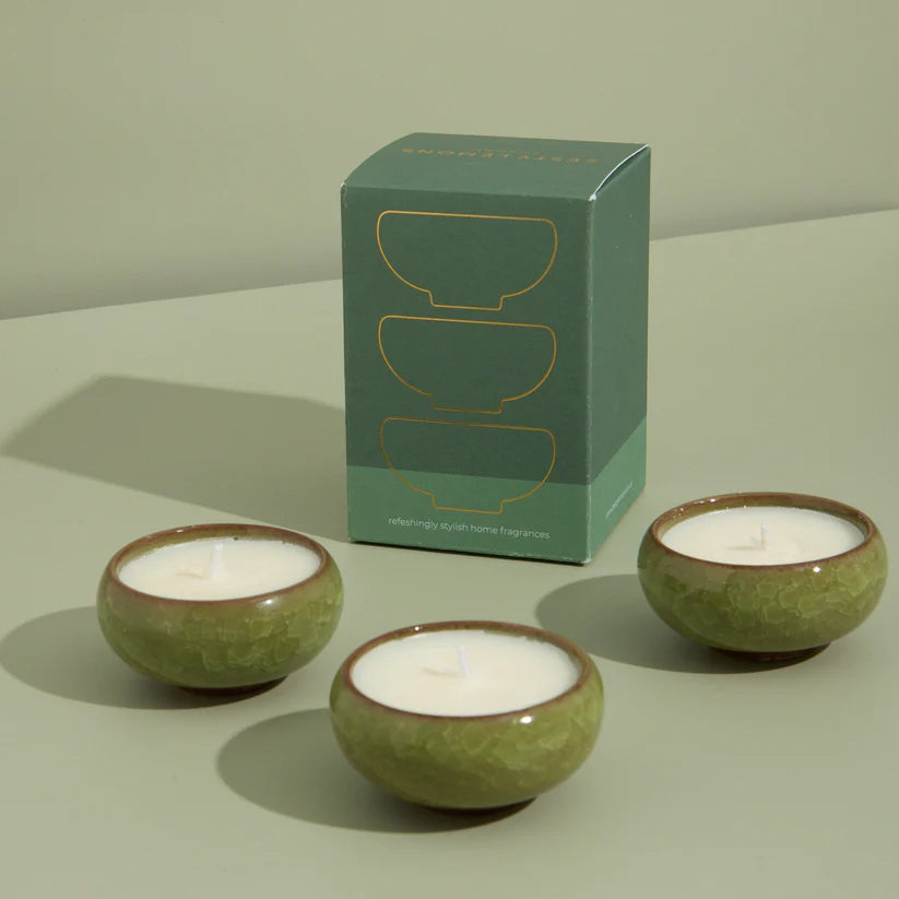 Zesty Lemons - Contemporary Kiln Olive Tea Lights -