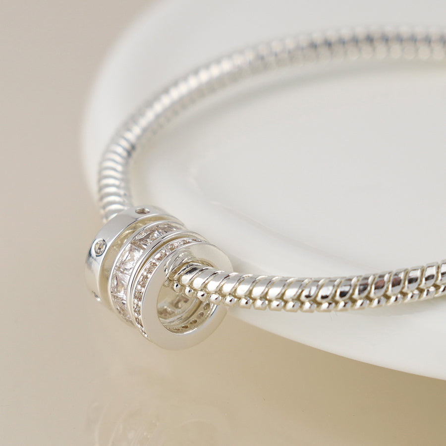 Triple Mini Crystal Hoop Bracelet - Silver