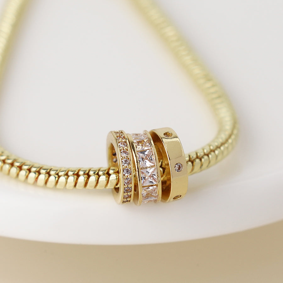 Triple Mini Crystal Hoop Bracelet - Gold