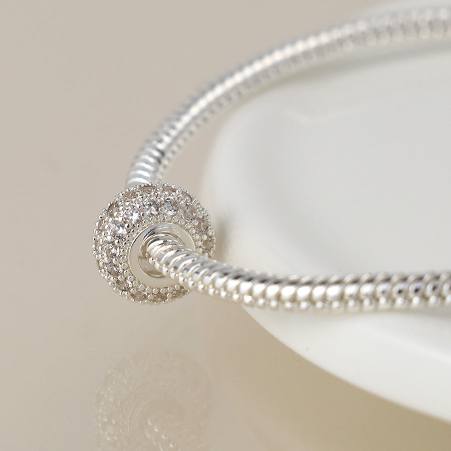 Pave Crystal Hoop Bracelet - Silver