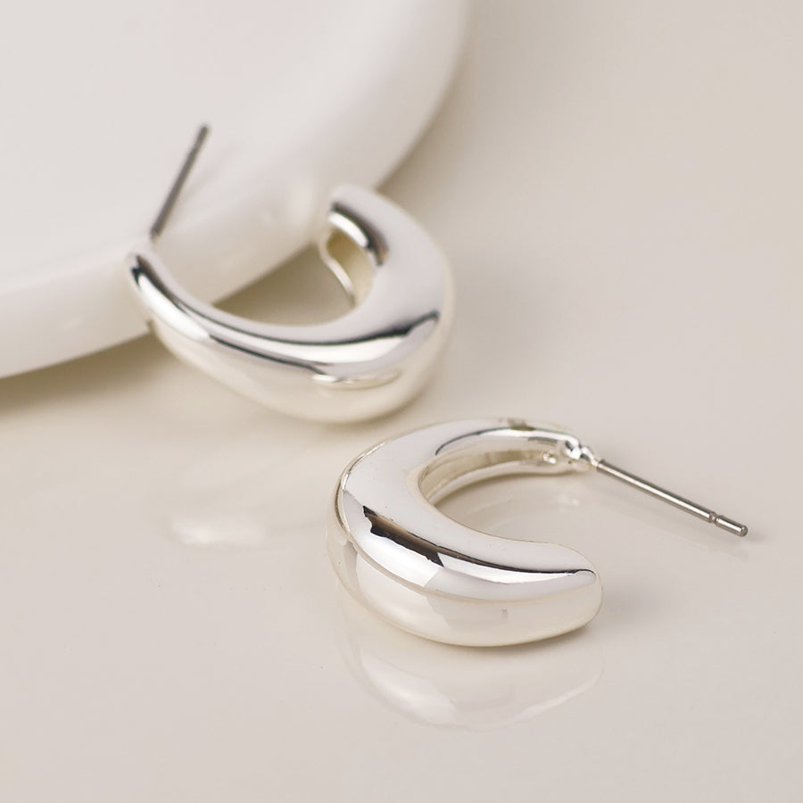 Smooth Curve Earrings - Silver