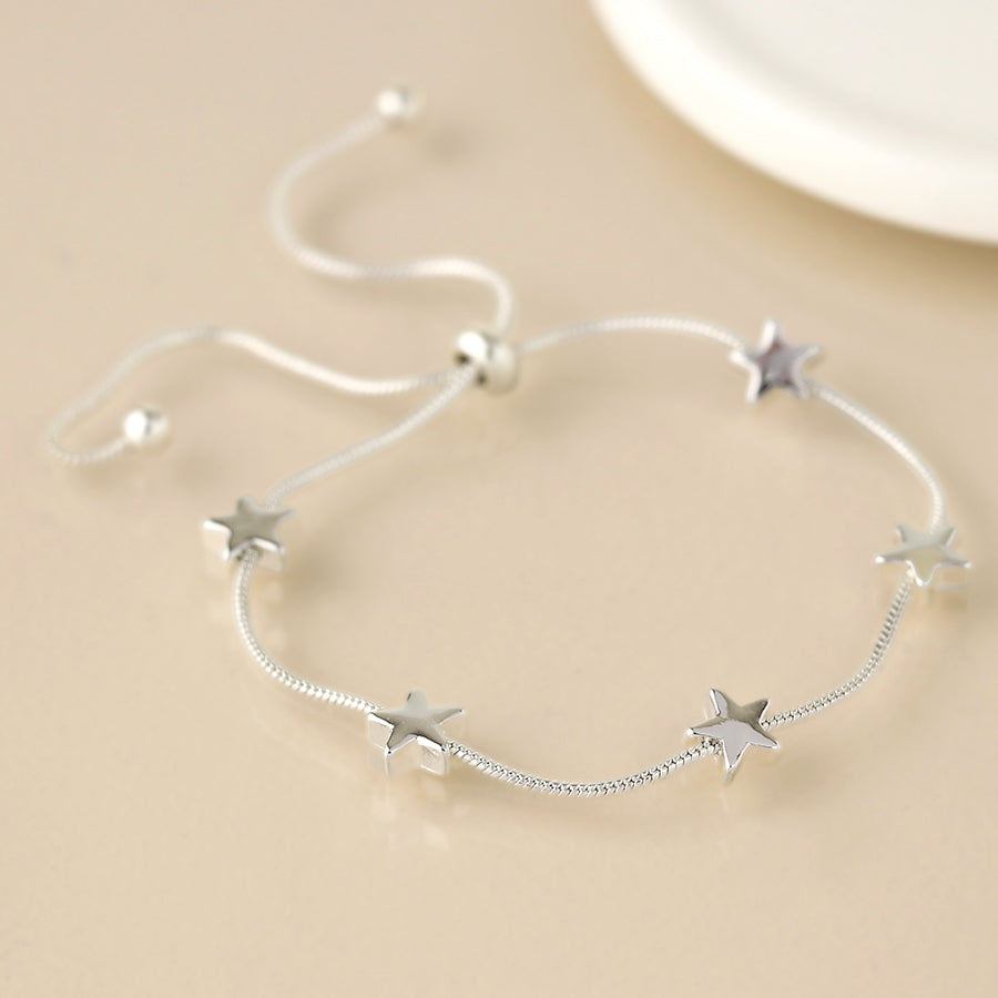 Snake Chain & Stars Bracelet - Silver