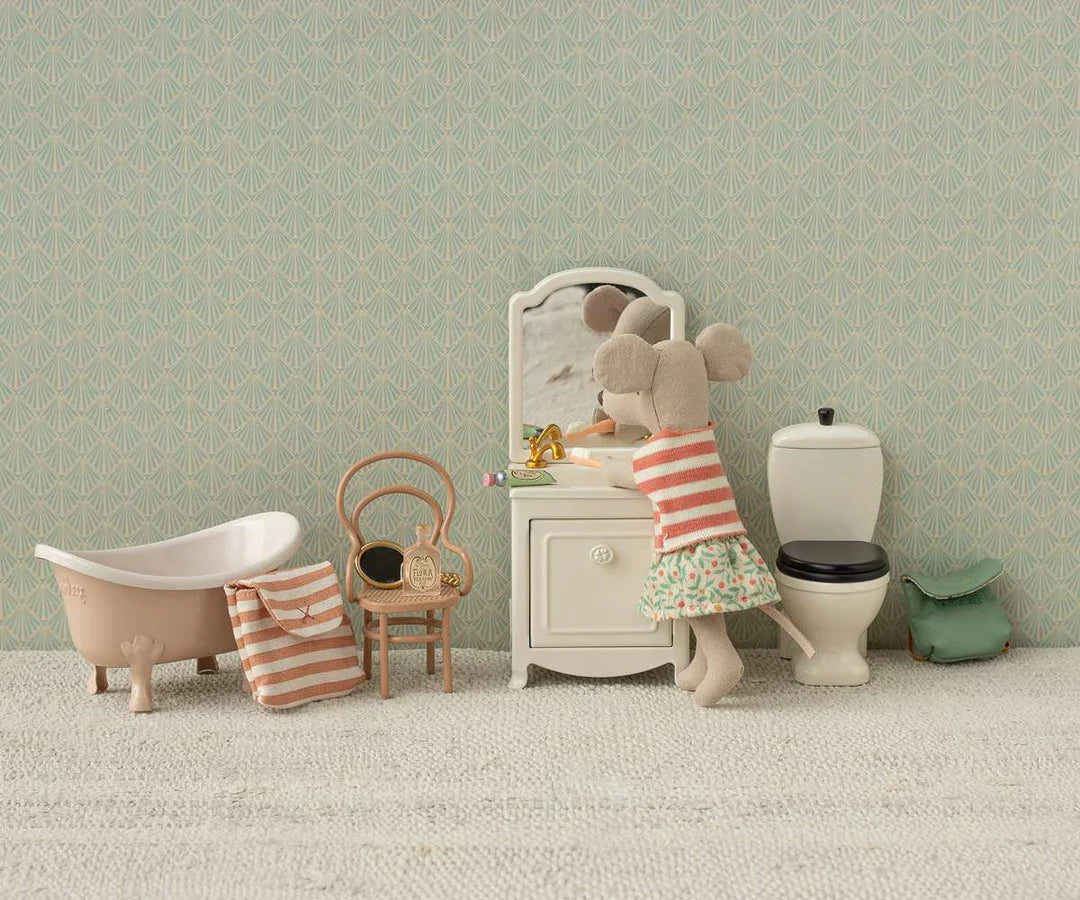 Maileg - Mouse Toothbrust Set - Coral Stripe