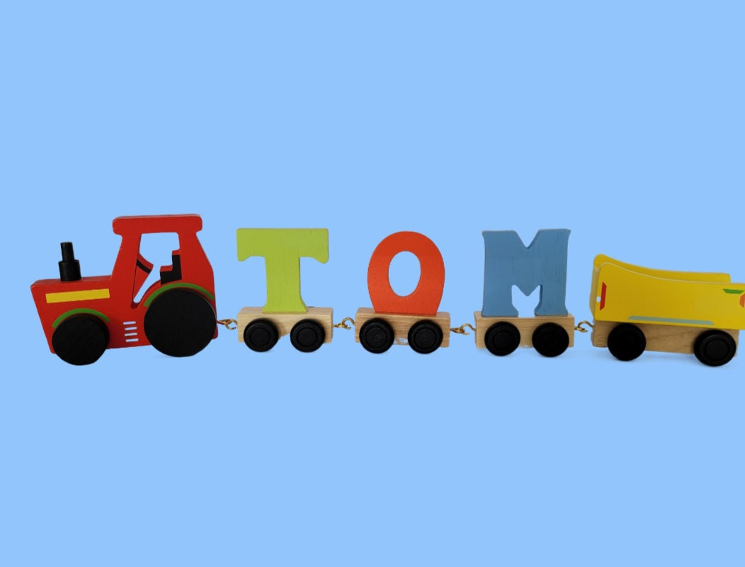Coloured Wooden Train Alphabet & Carraiges