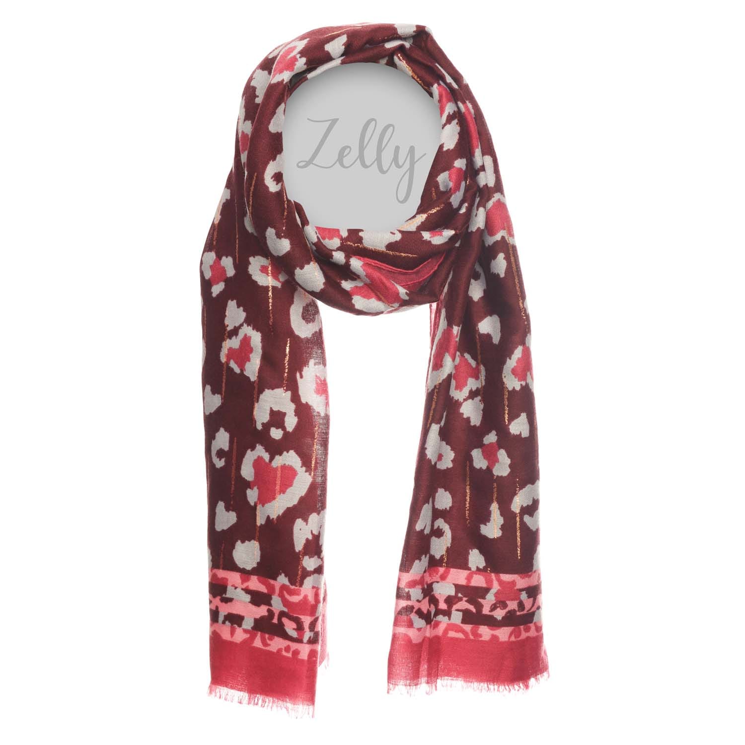 Scarf - Animal Print - Burgundy