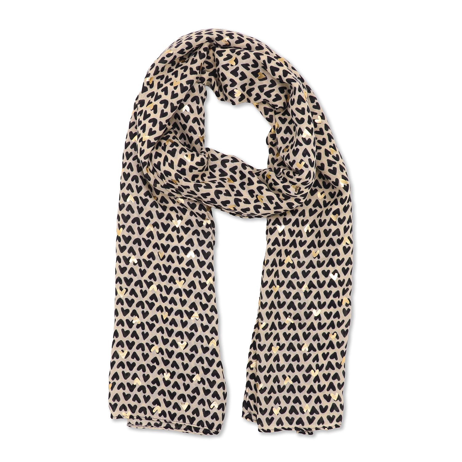 Scarf - Ditsy Hearts - Black