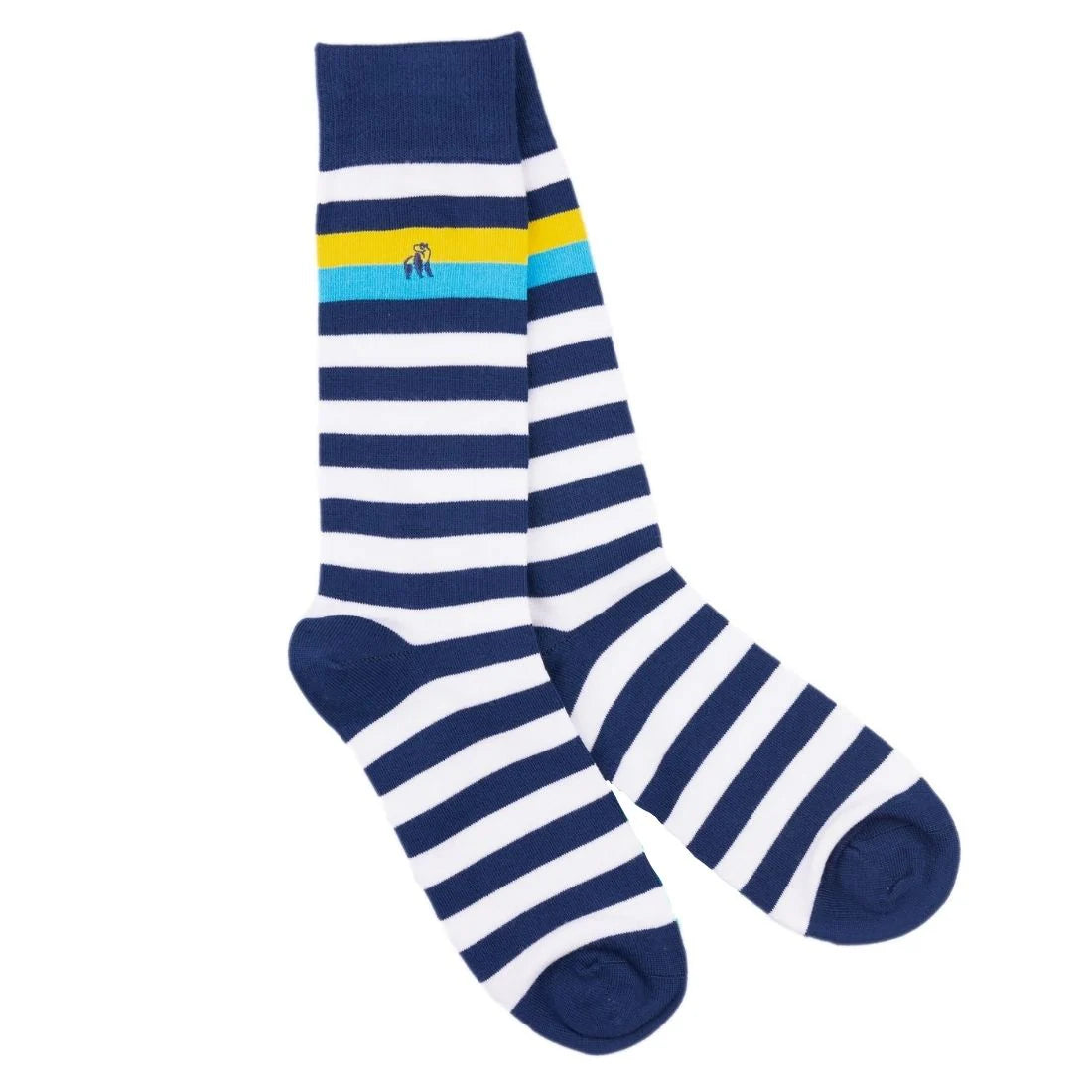 Swole Panda - Navy Yellow Blue Bamboo Socks
