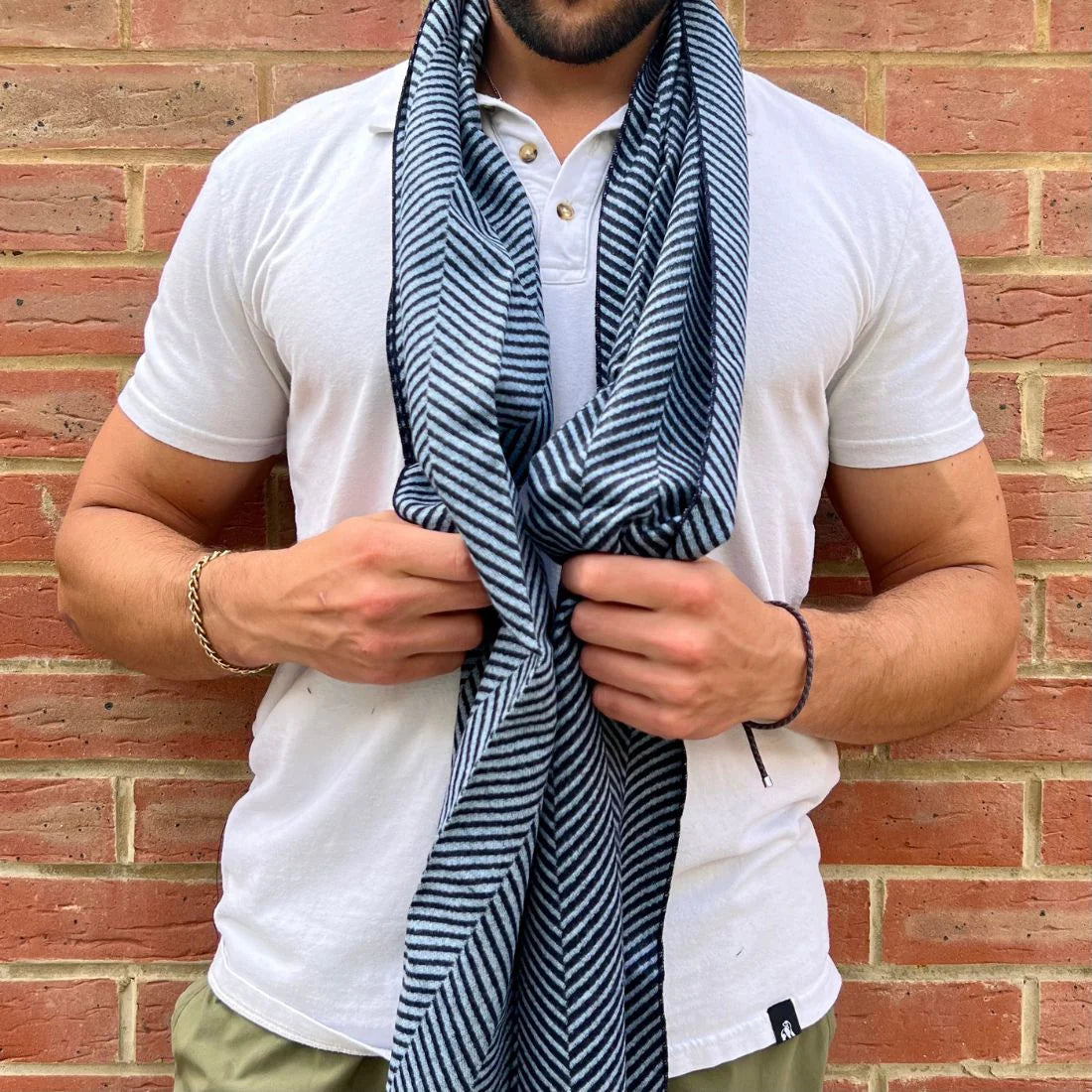 Swole Panda - Light Blue Herringbone Bamboo Scarf
