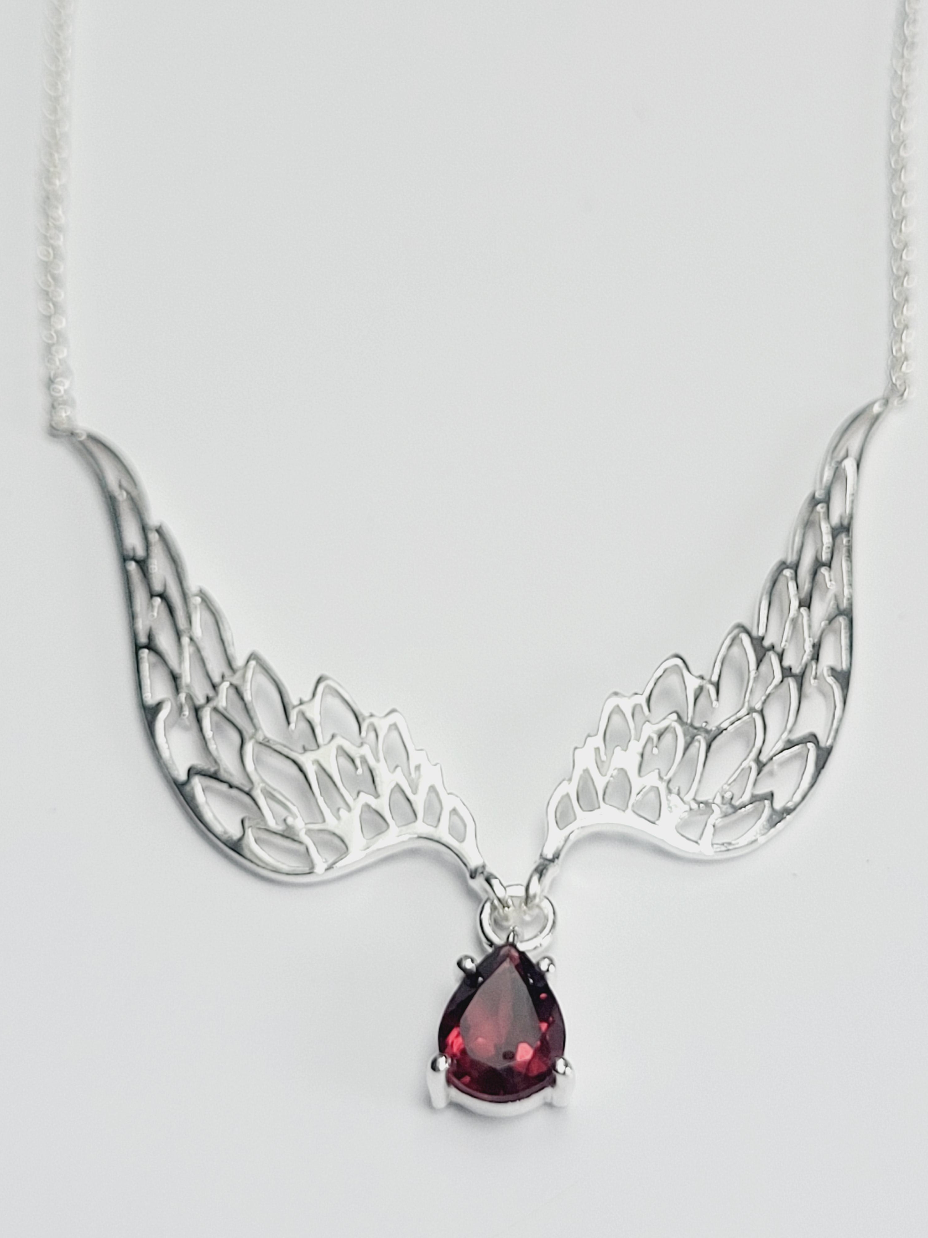 Wings Gemstone Necklace - Sterling Silver