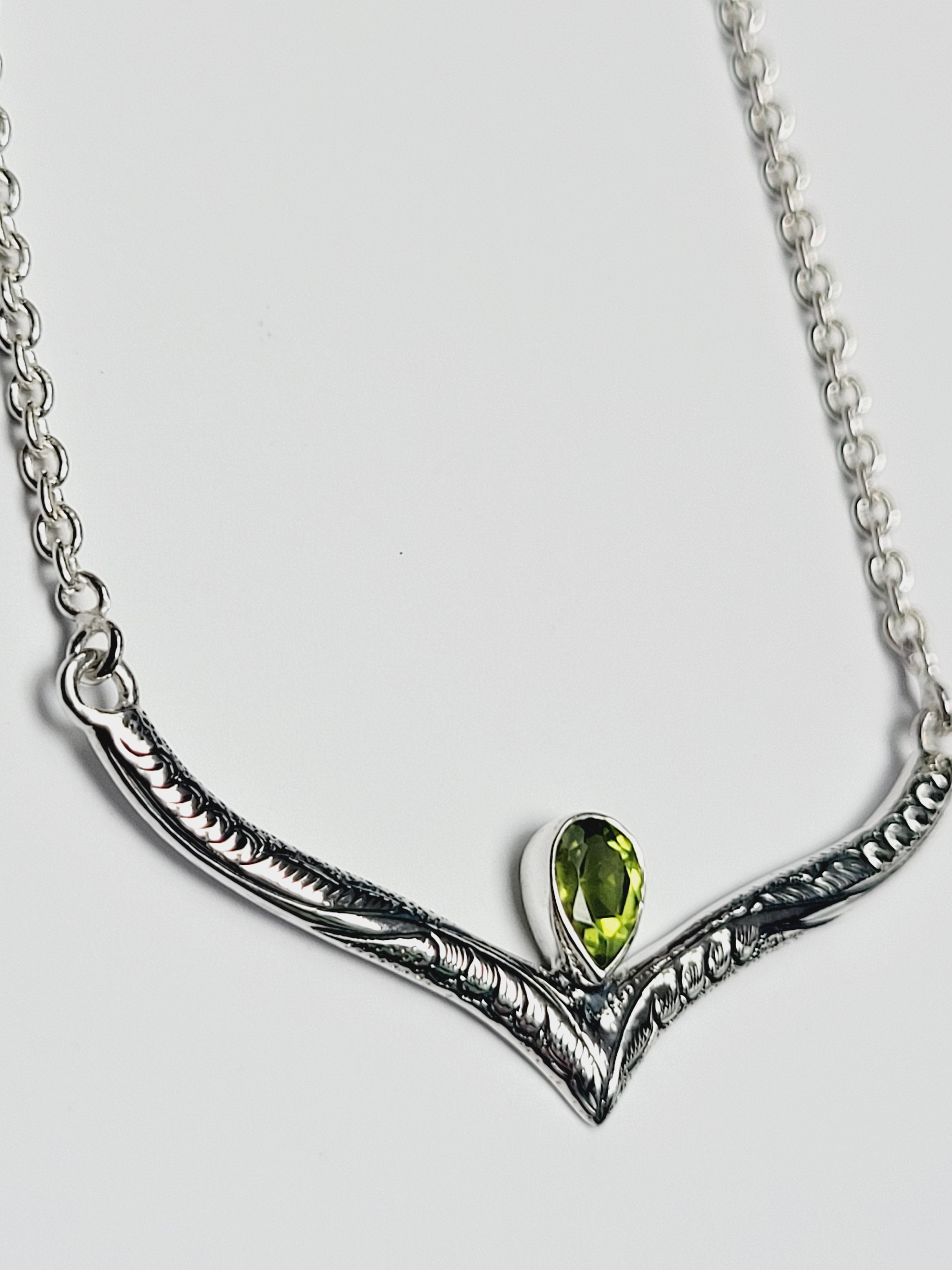 V Gemstone Necklace - Sterling Silver