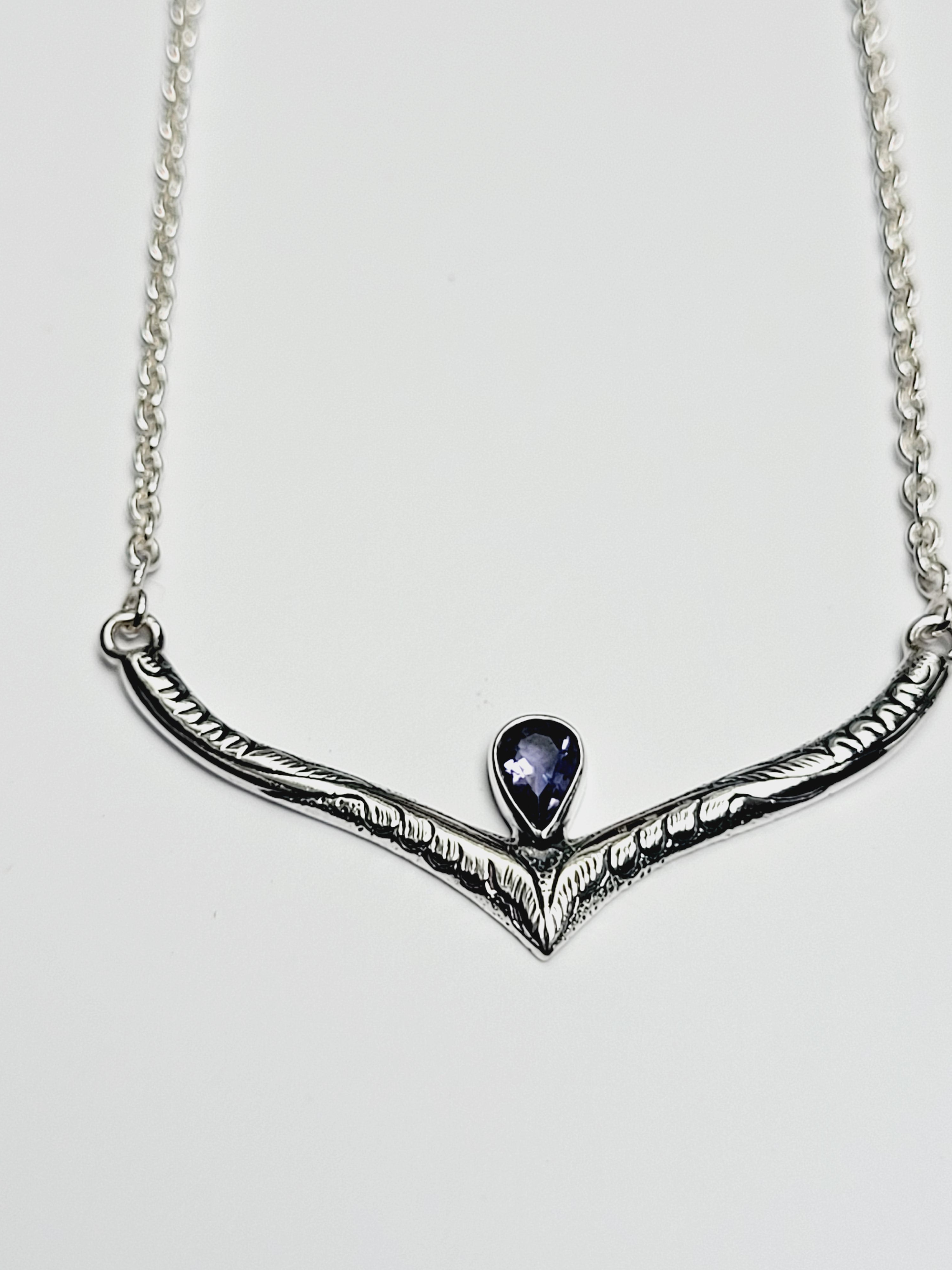 V Gemstone Necklace - Sterling Silver