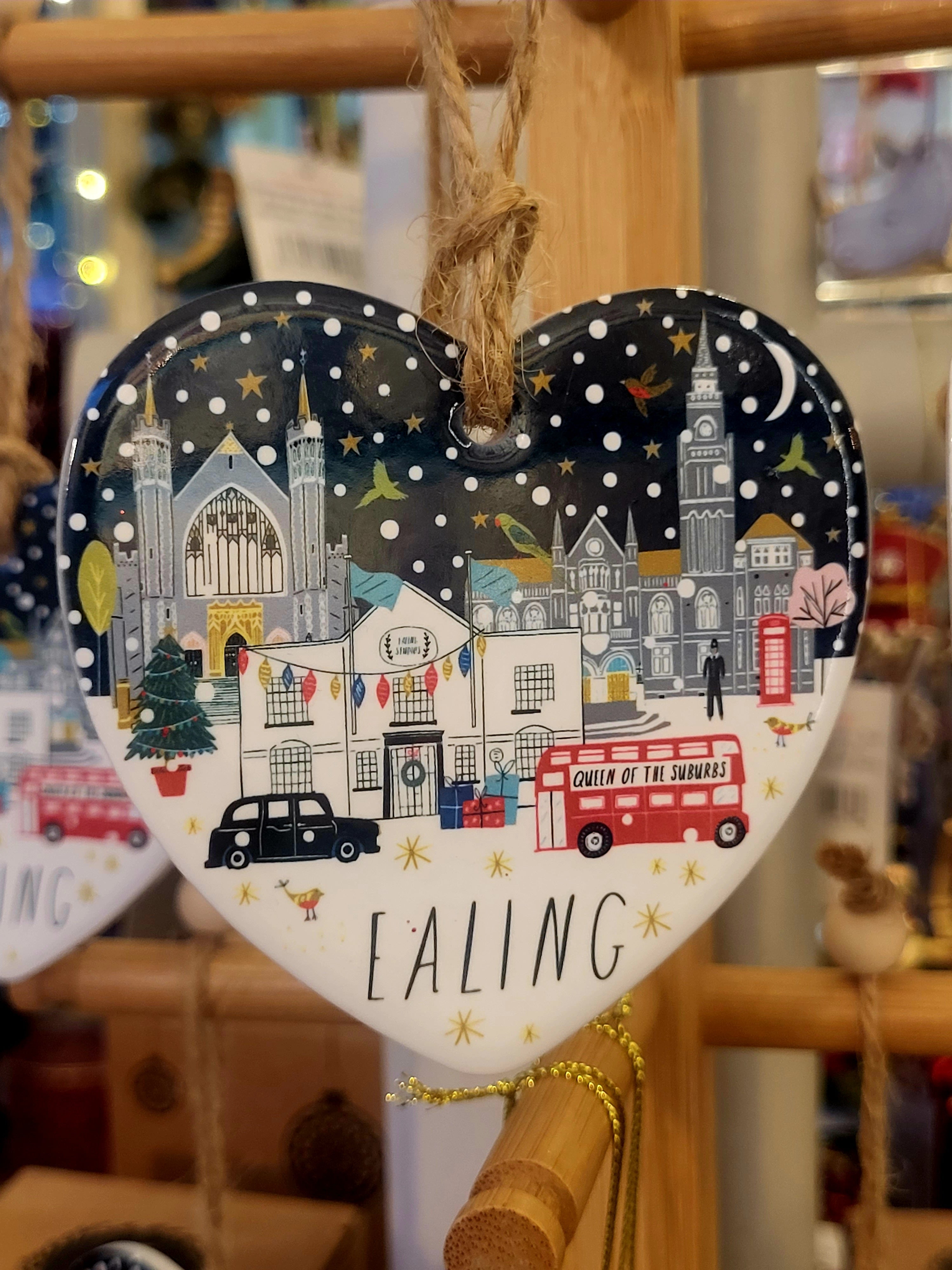 Ealing Ceramic Heart Christmas Decoration