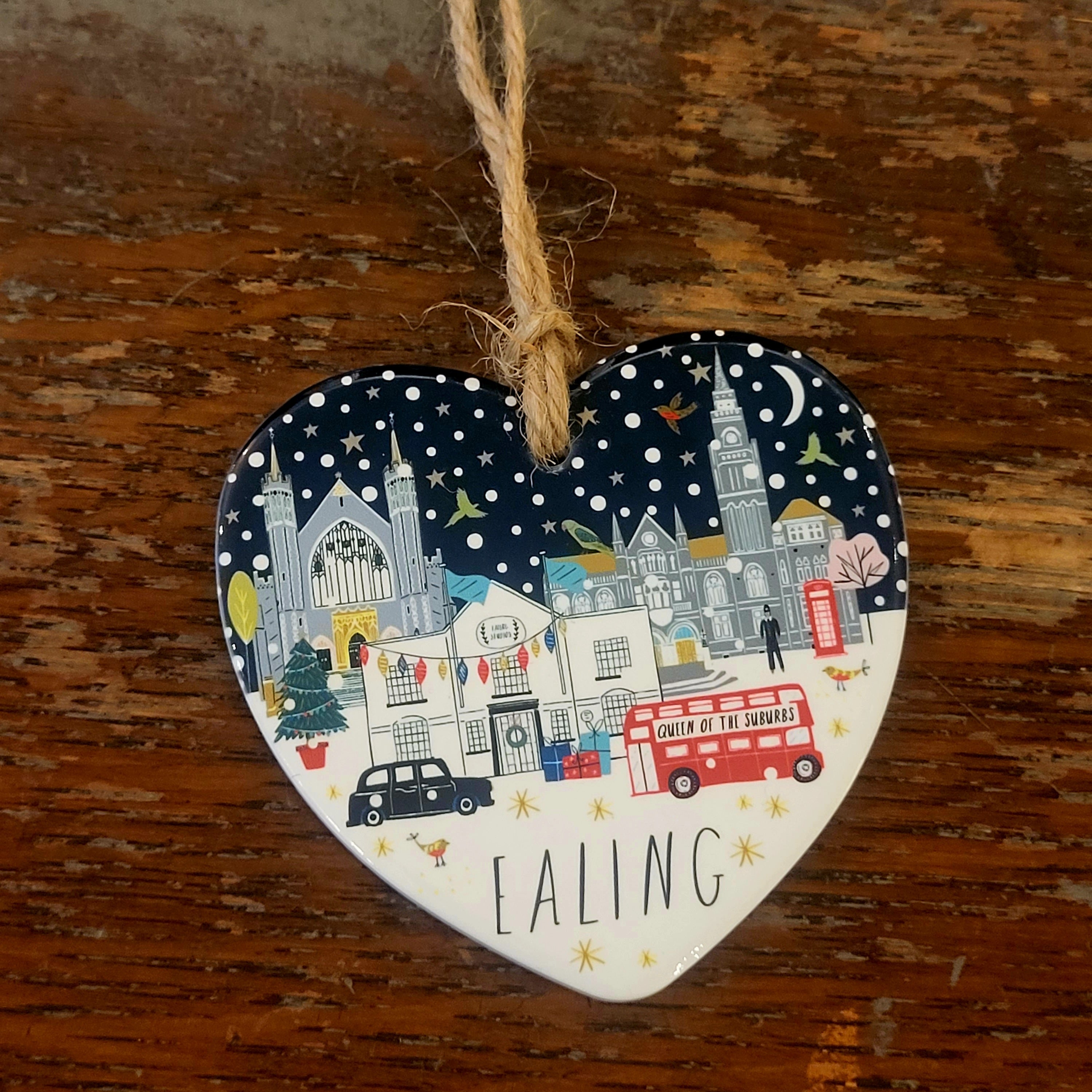 Ealing Ceramic Heart Christmas Decoration