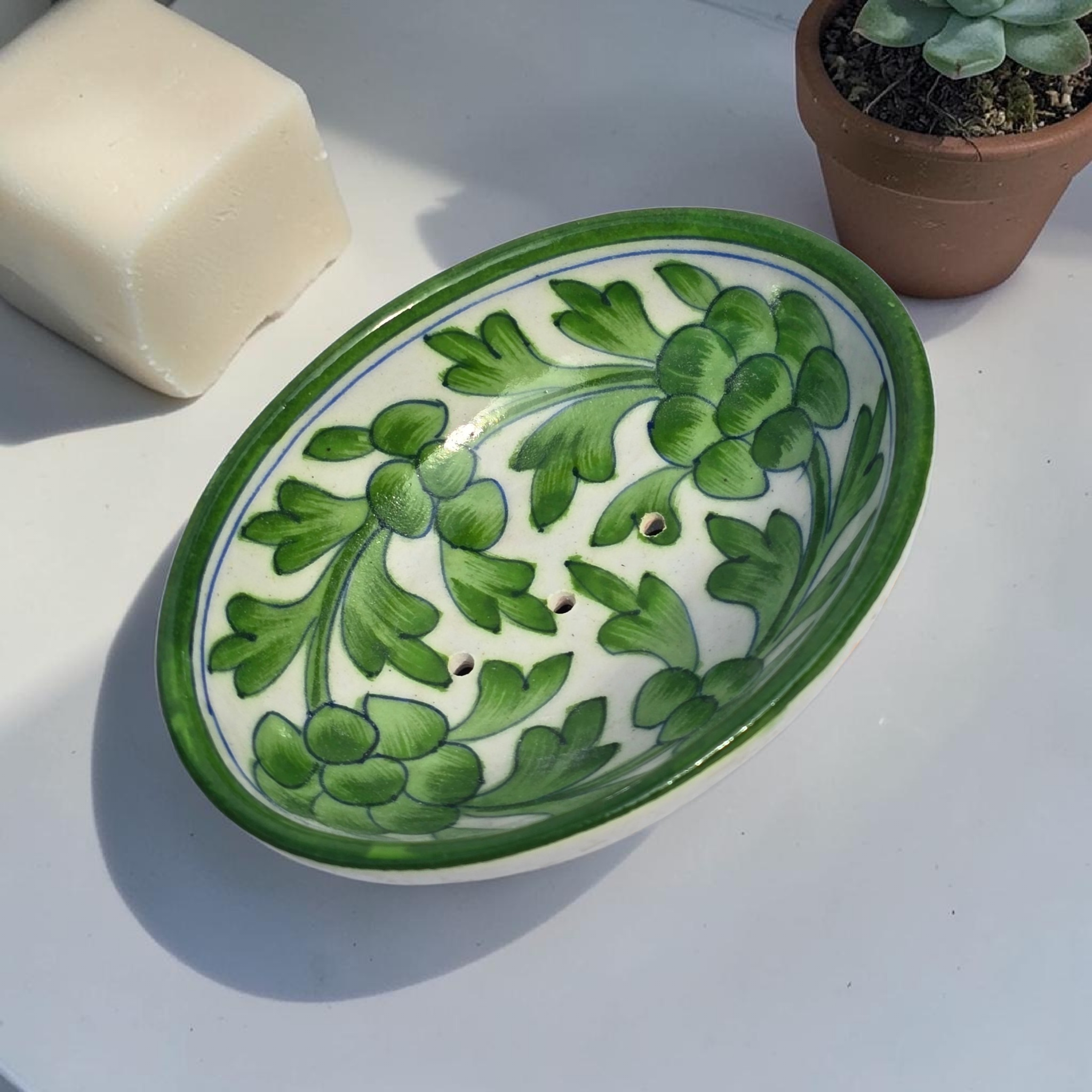 Jaipur Blue Pottery - Hand Painted - Soap Dish