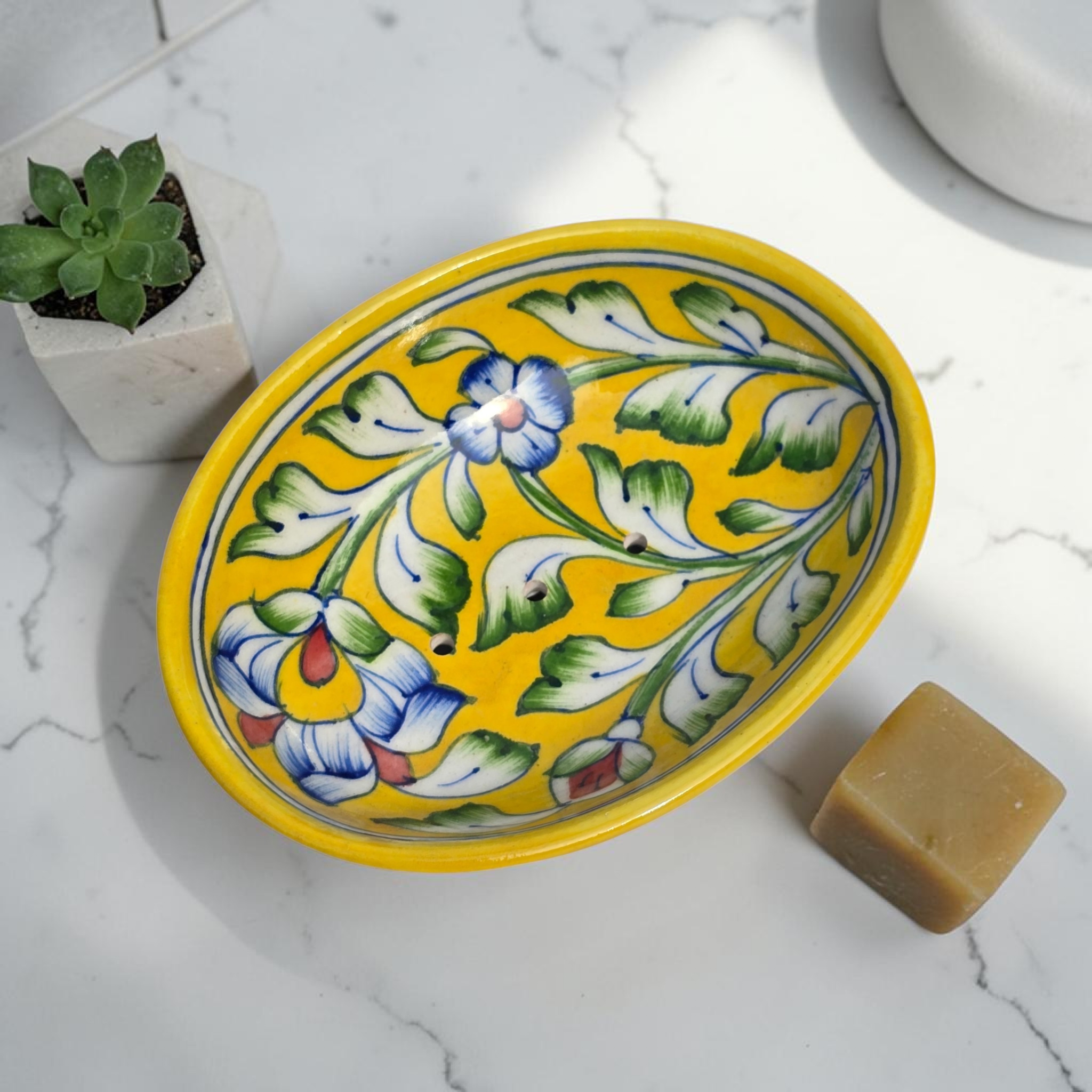 Jaipur Blue Pottery - Hand Painted - Soap Dish