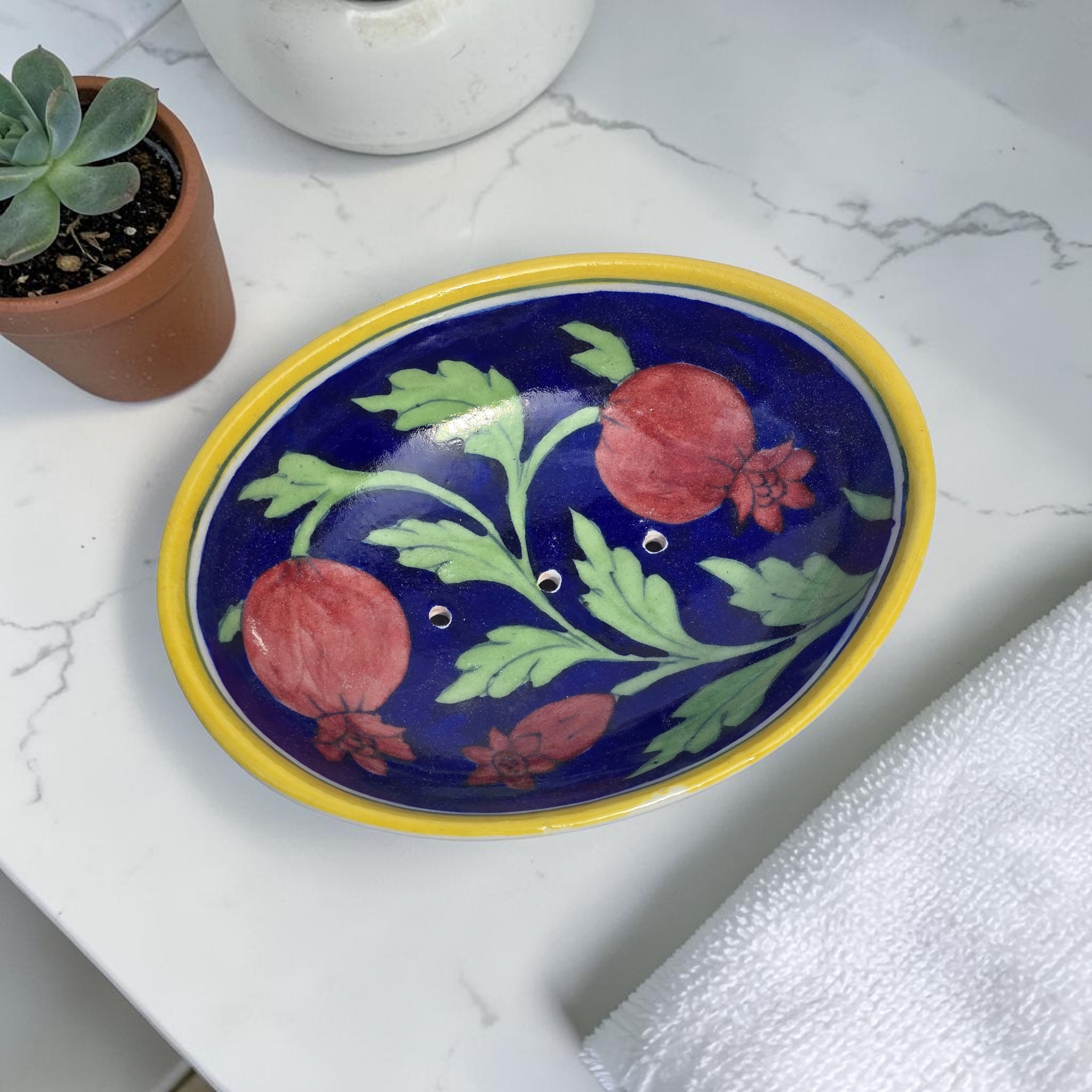 Jaipur Blue Pottery - Hand Painted - Soap Dish