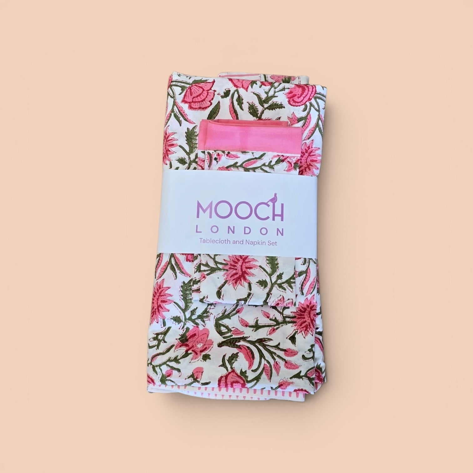 MOOCH London - Cotton Hand Block Print Tablecloth & 6 Napkins