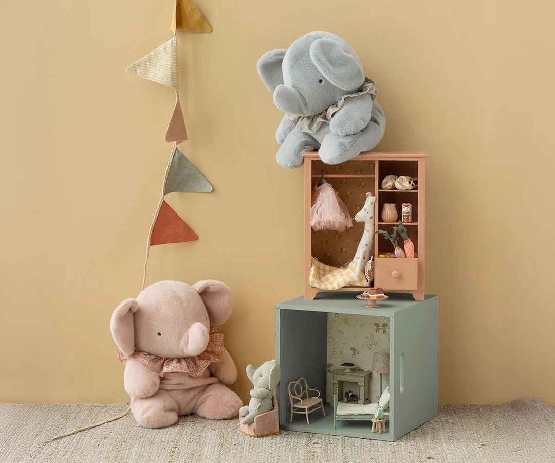 Maileg - Big Plush Elephant - Grey/Blue