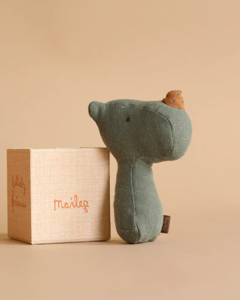 Maileg - Lullaby Friends - Rhino Rattle -Pine