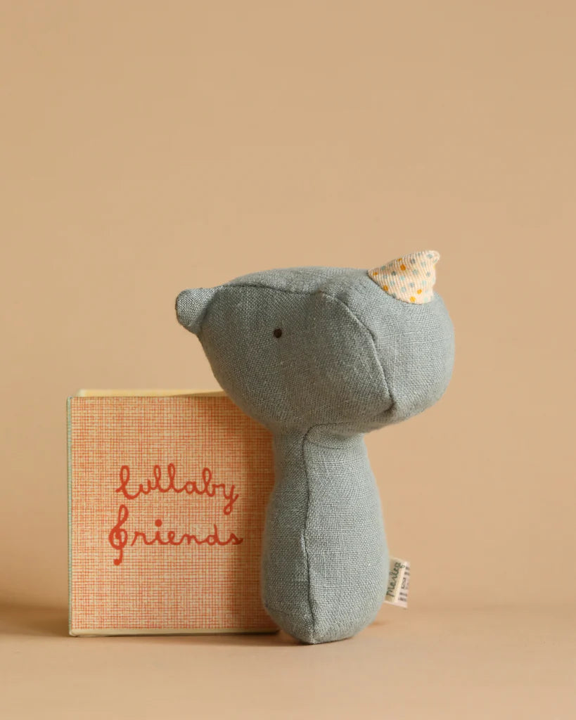 Maileg - Lullaby Friends - Rhino Rattle - Dusty Blue