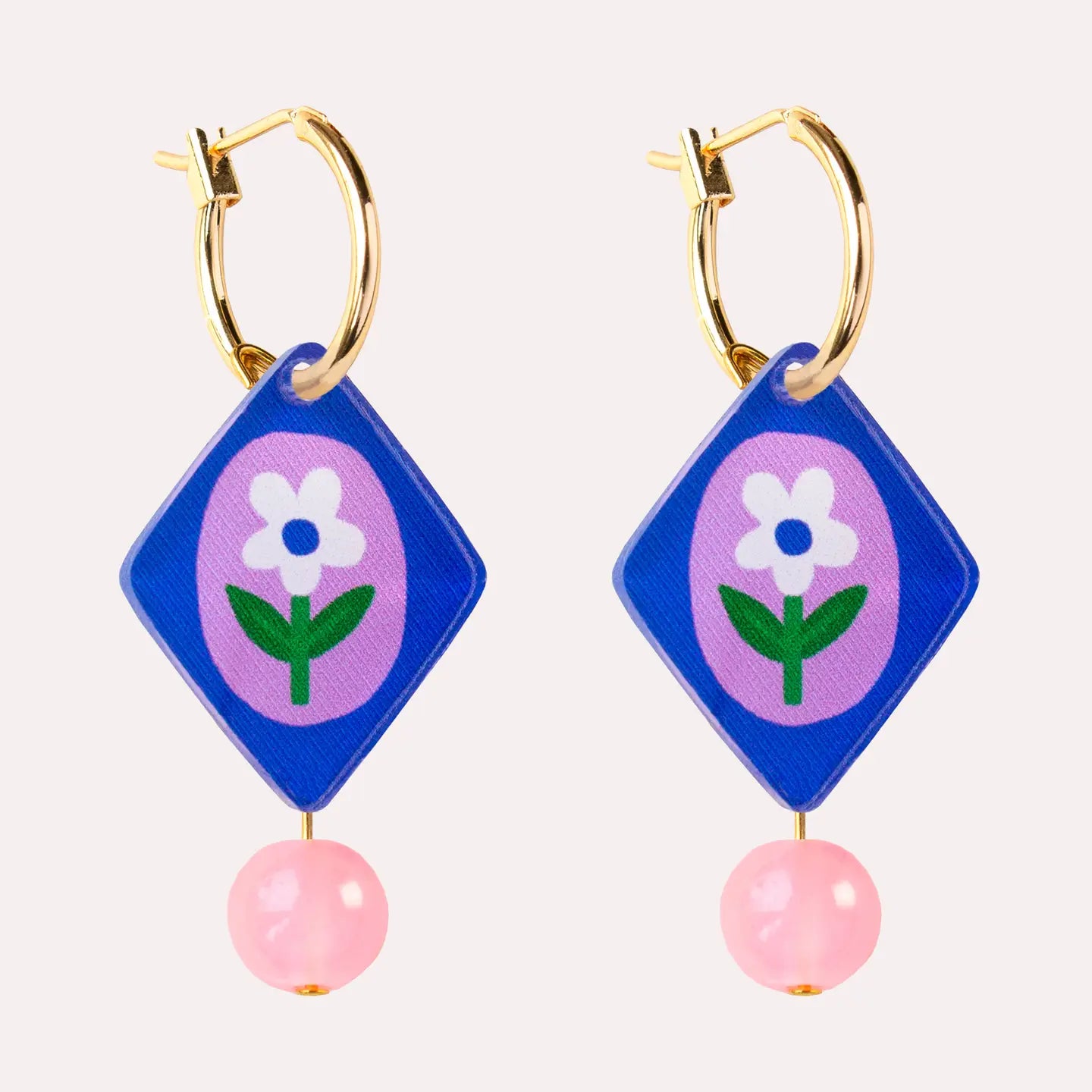 Natalie Lea Owen - Blue Floral Charm Hoop Earrings