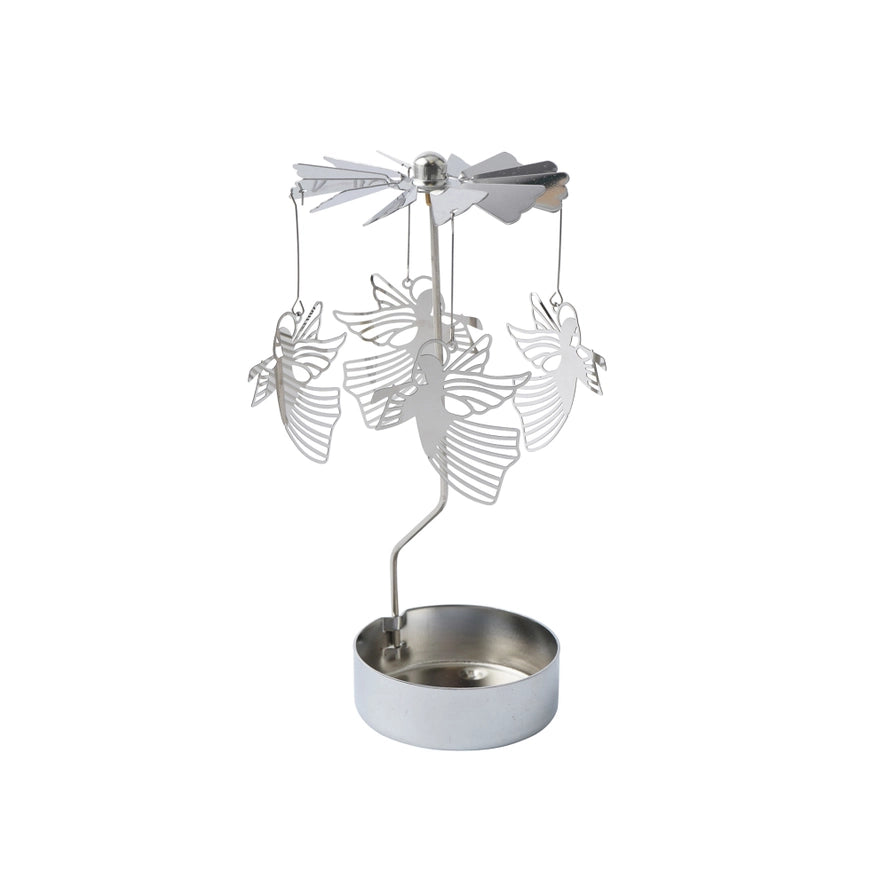 Silver Christmas Angel Tealight Spinner
