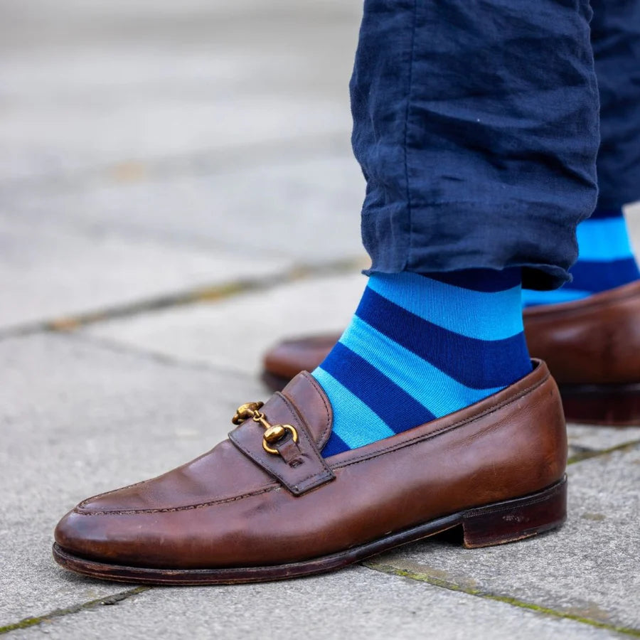 Swole Panda - Sky Blue Striped Bamboo Socks