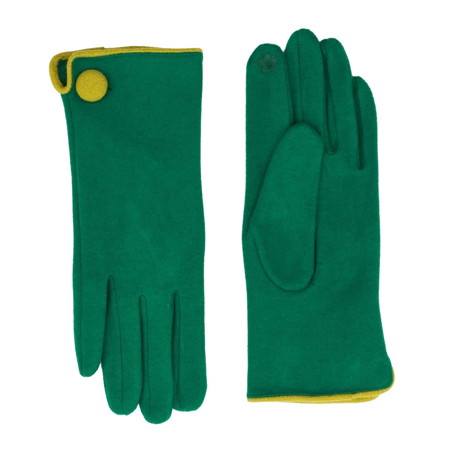 Gloves - Button Detail - Green