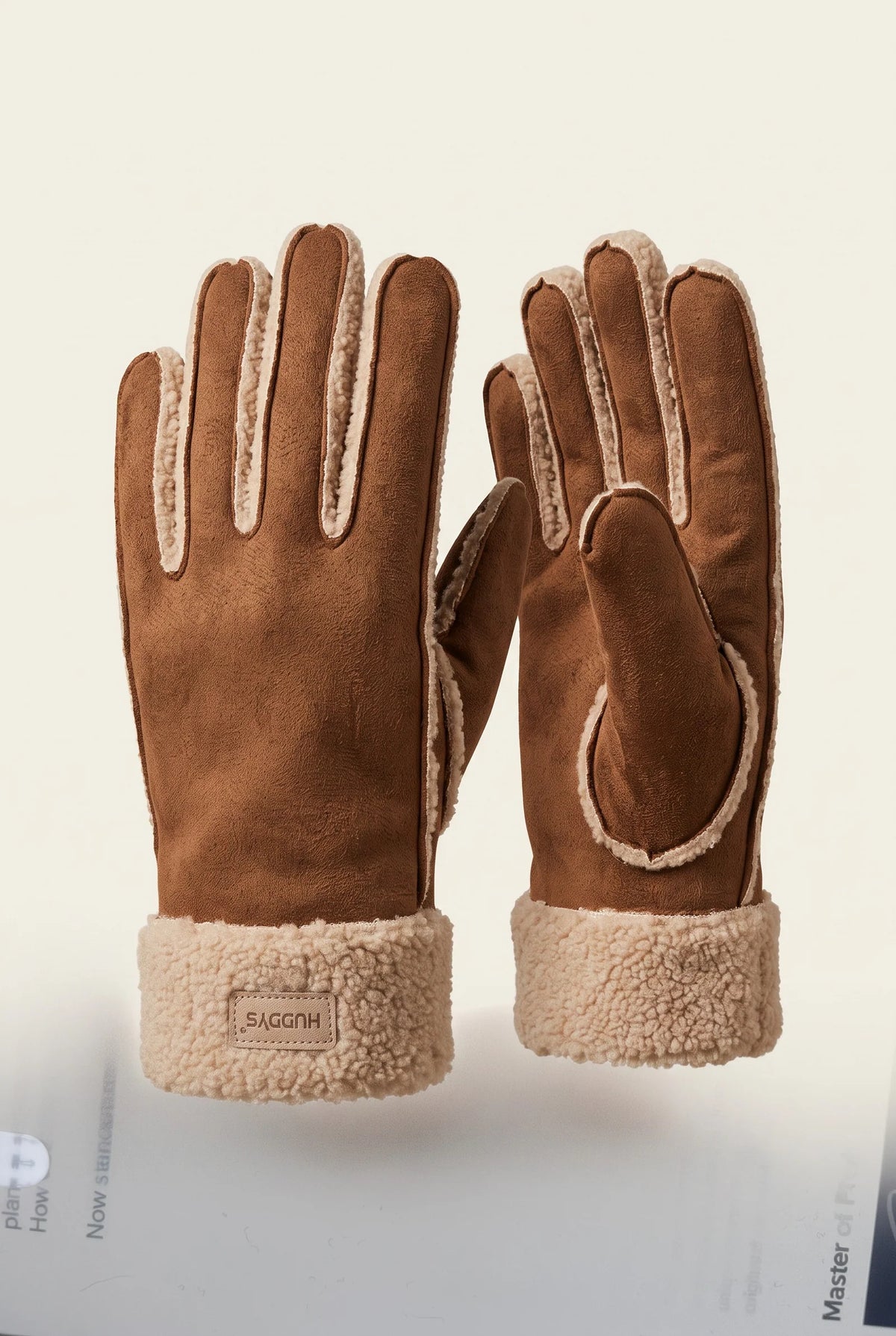 Faux Suede Gloves - Fur trimmed