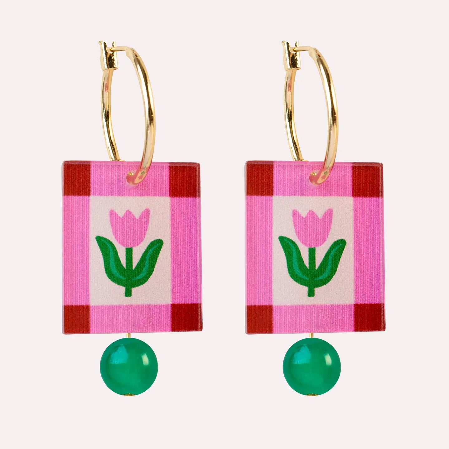Natalie Lea Owen - Pink Folk Floral Hoop Earrings