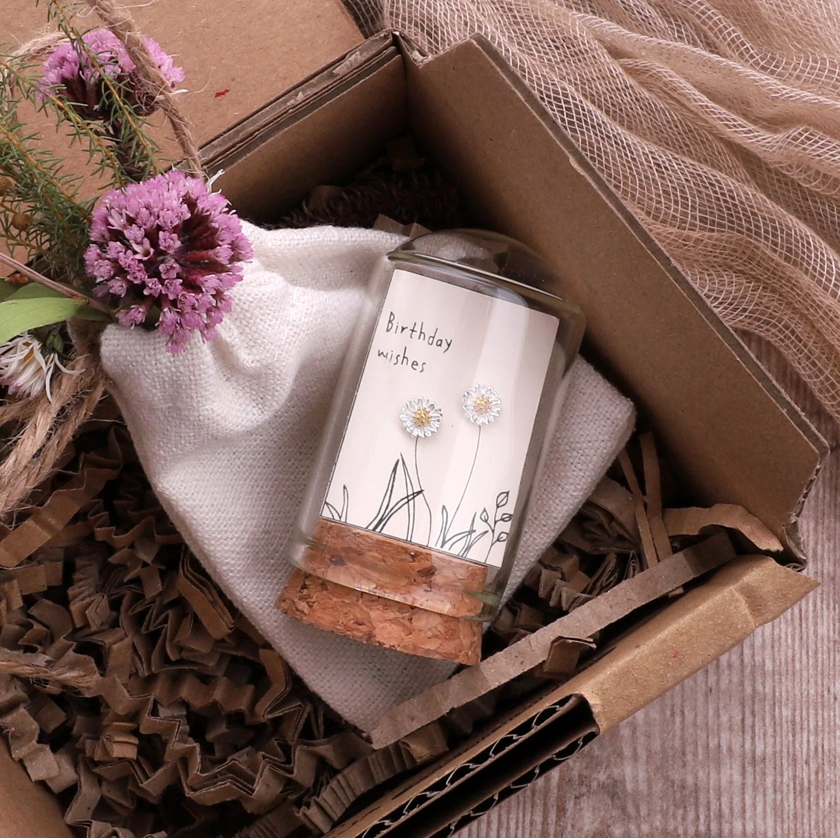 Attic - Daisy Flower Earrings - Silver