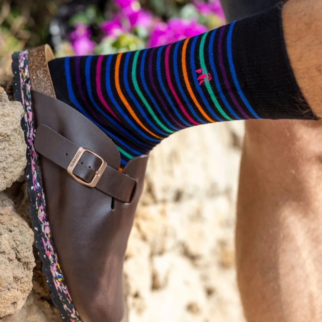 Black Multi Striped Bamboo Socks