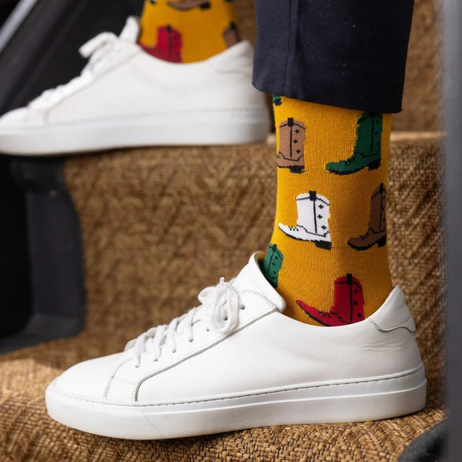 Swole Panda - Mustard Cowboy Boot Bamboo Socks