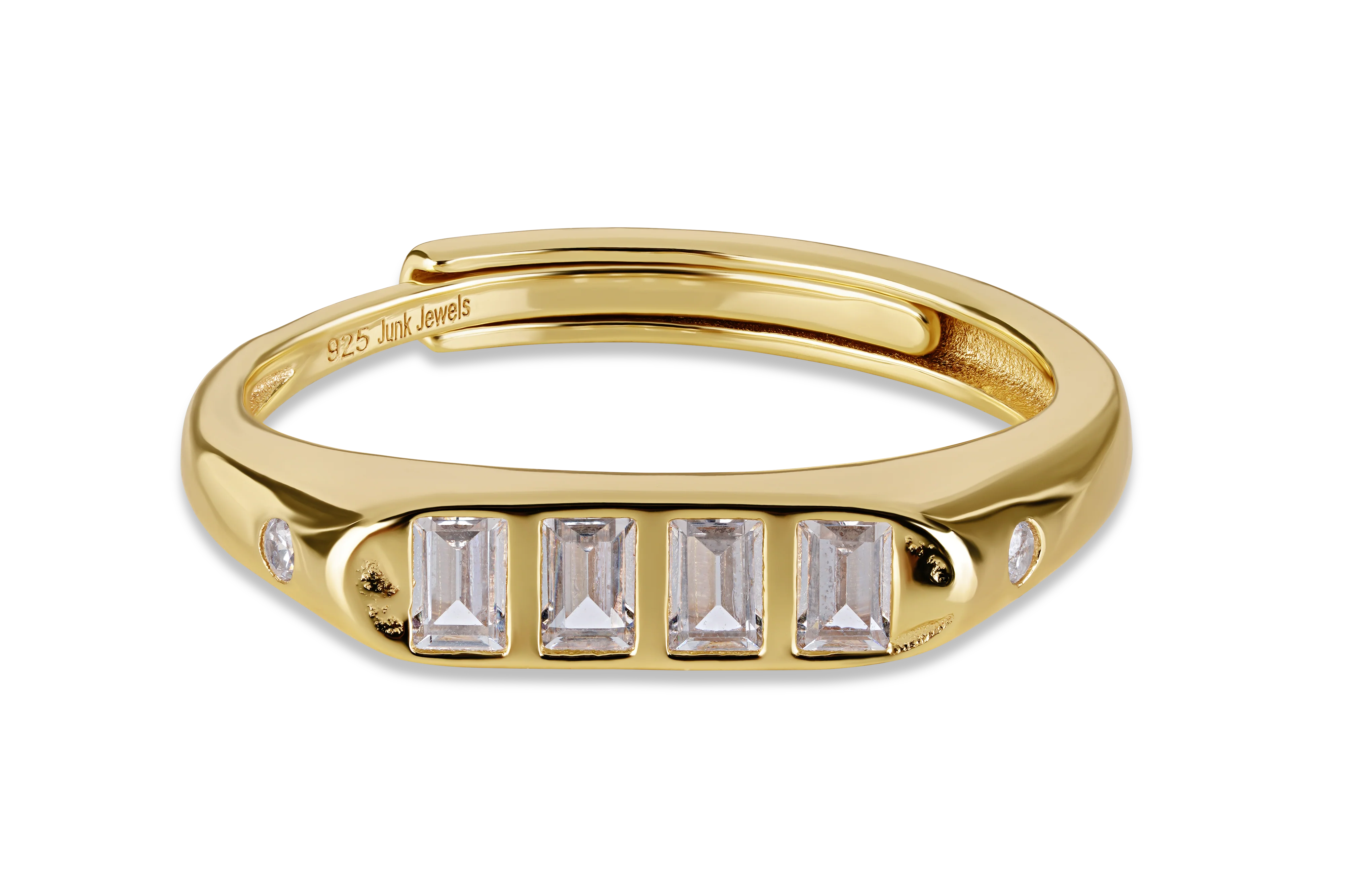 Baguette Stone Adjustable Ring - Gold