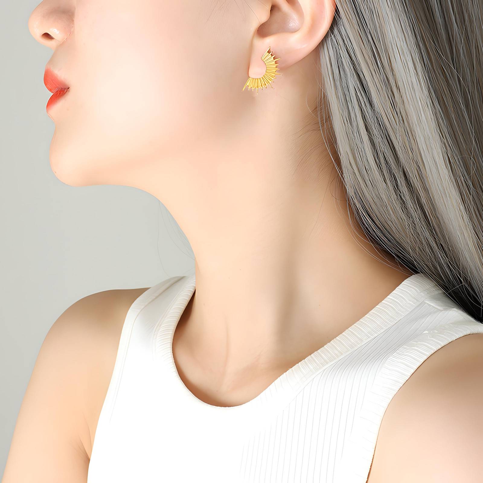 Gold Plated Stainless Steel Spike Earring